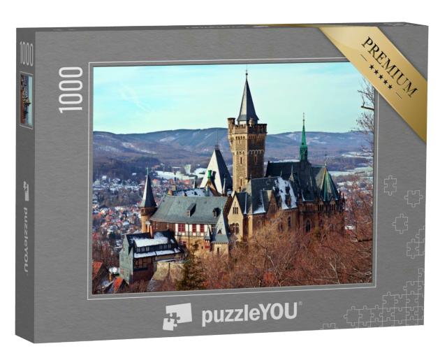 Puzzle 1000 Teile „Das malerische Schloss von Wernigerode, hoch über der Stadt, Sachsen-Anhalt“
