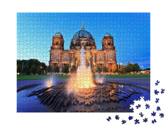 Puzzle 1000 Teile „Berliner Kathedrale oder Berliner Dom bei Nacht, Berlin, Deutschland“