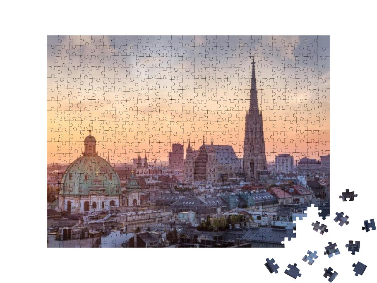 Puzzle 500 Teile „Wiener Skyline mit Stephansdom, Österreich“