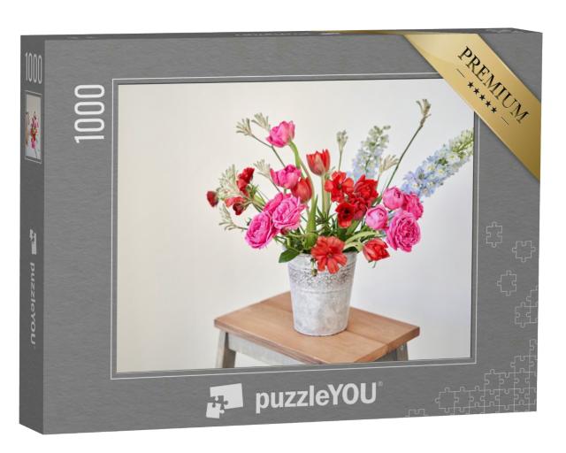 Puzzle 1000 Teile „Blumenstrauß: schönes Arrangement mit Vase“