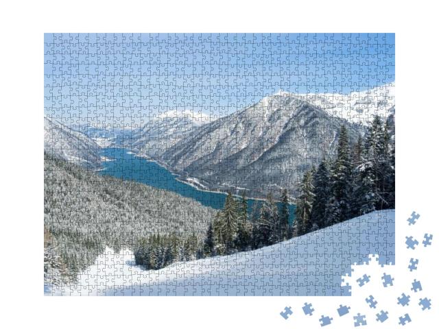 Puzzle 1000 Teile „Spektakuläre Skipiste am Achensee, Tirol, Österreich“