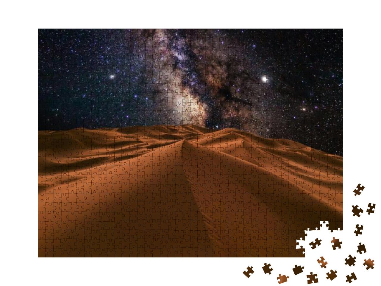 Puzzle 1000 Teile „Beeindruckende Aussicht auf die Wüste Sahara unter dem nächtlichen Sternenhimmel“