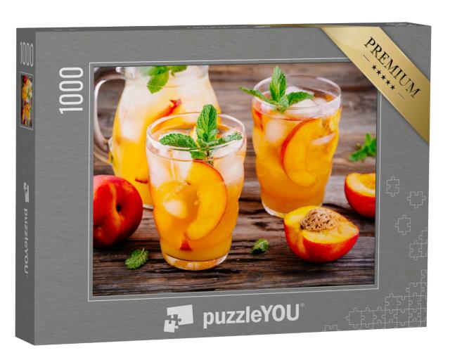 Puzzle 1000 Teile „Sommerliche Pfirsich-Sangria mit Eiswürfeln und Minze“