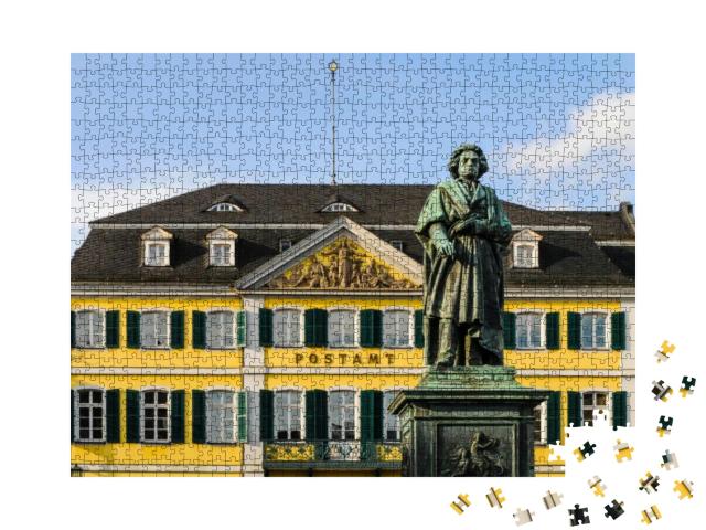 Puzzle 1000 Teile „Schönes Beethoven-Denkmal vor Postamt in Bonn, Deutschland“