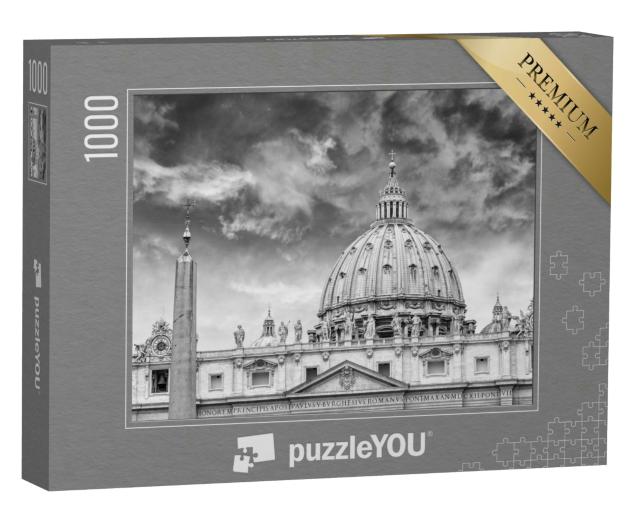 Puzzle 1000 Teile „Kuppel des Petersdoms im Vatikan, schwarz-weiß“