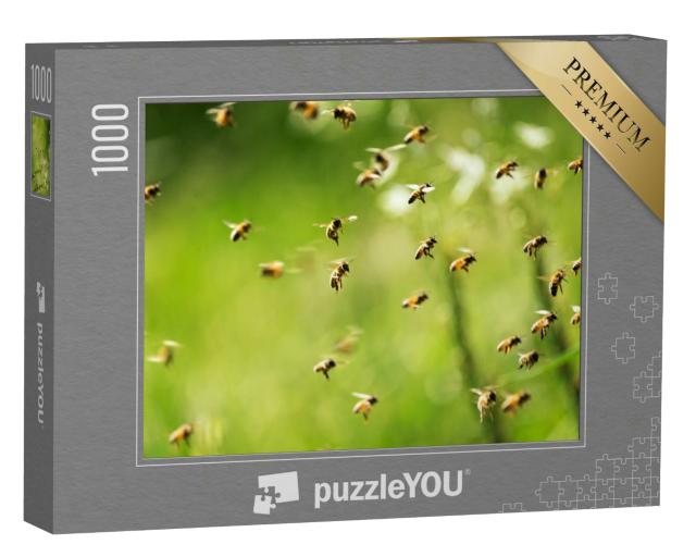 Puzzle 1000 Teile „Ein Bienenschwarm fliegt an einem sonnigen Tag“
