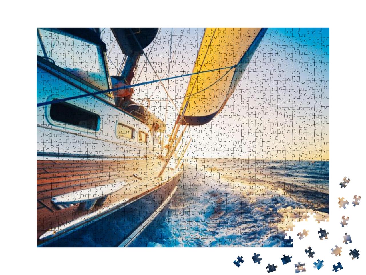 Puzzle 1000 Teile „Segeln in den Sonnenuntergang“