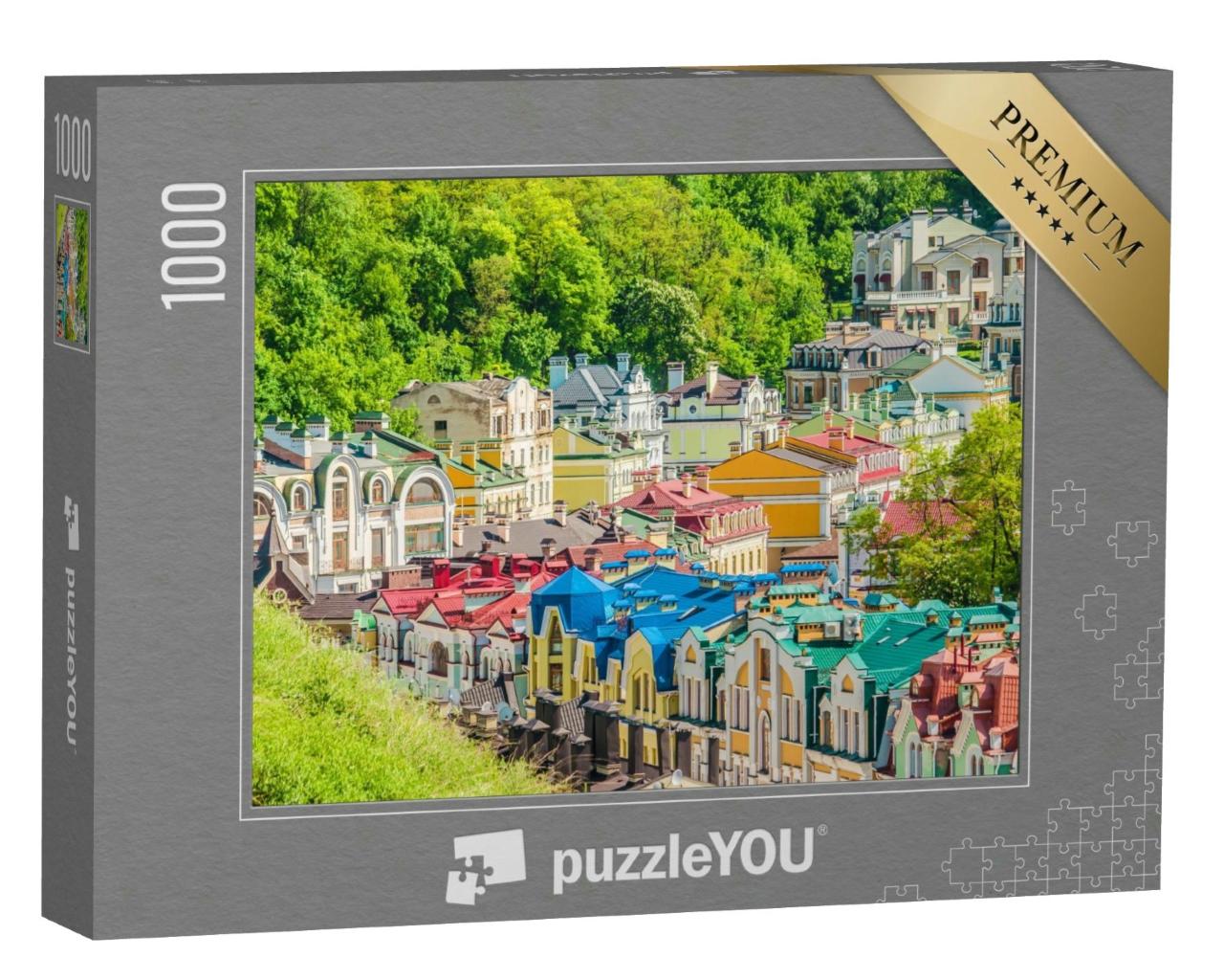 Puzzle 1000 Teile „Kiew. Ukraine. Farbige Kiewer Häuser.“