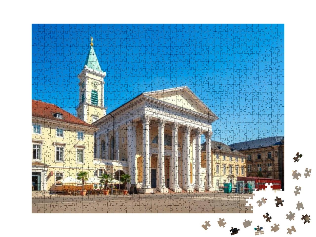 Puzzle 1000 Teile „Stadtkirche am Marktplatz in Karlsruhe, Deutschland“