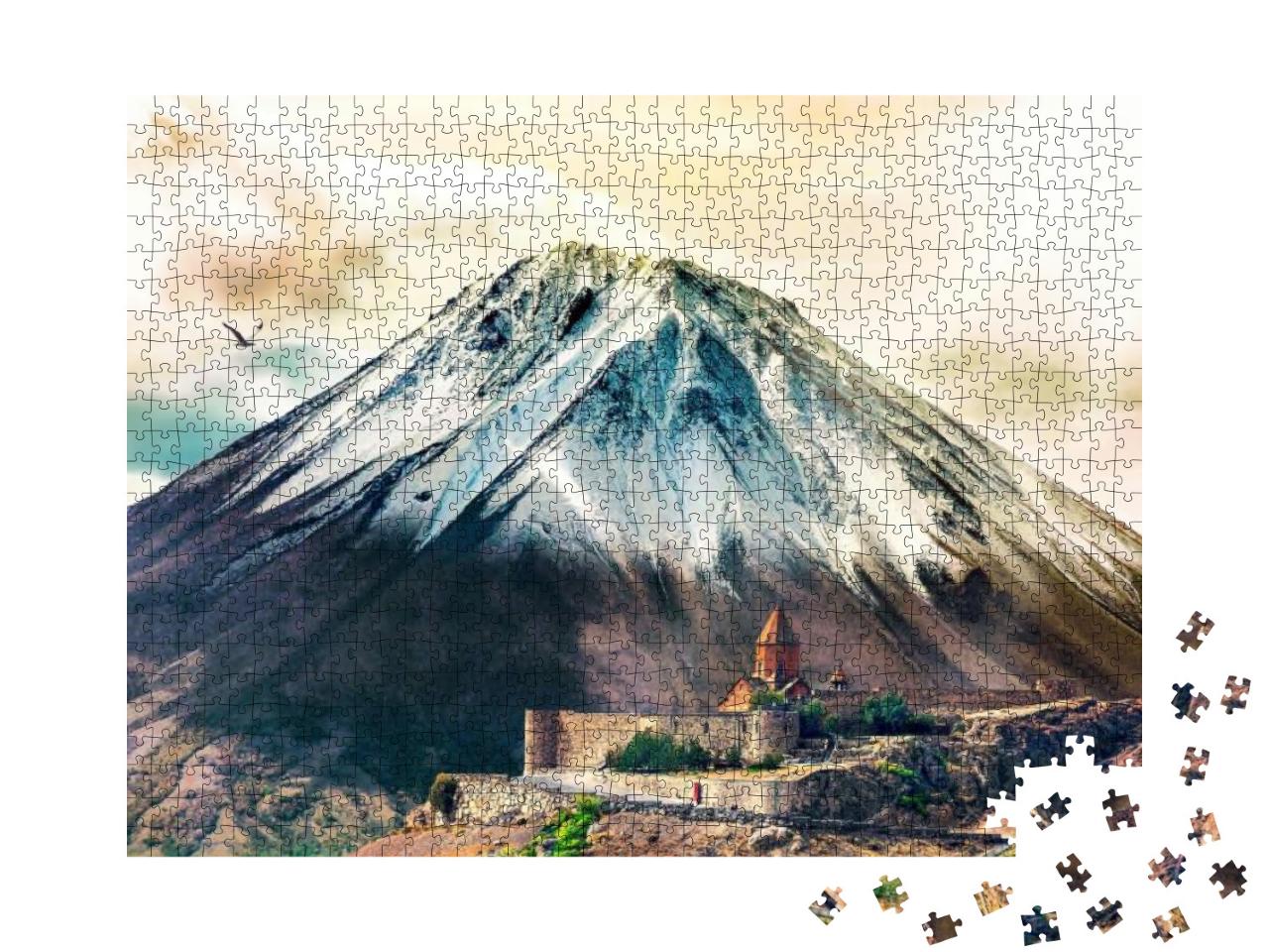 Puzzle 1000 Teile „Antikes Kloster Khor Virap und Berg Lesser Ararat, Armenien“