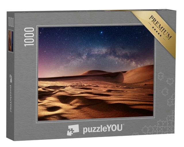 Puzzle 1000 Teile „Ruhige klare Sternennacht in der Wüste, Sanddünen“