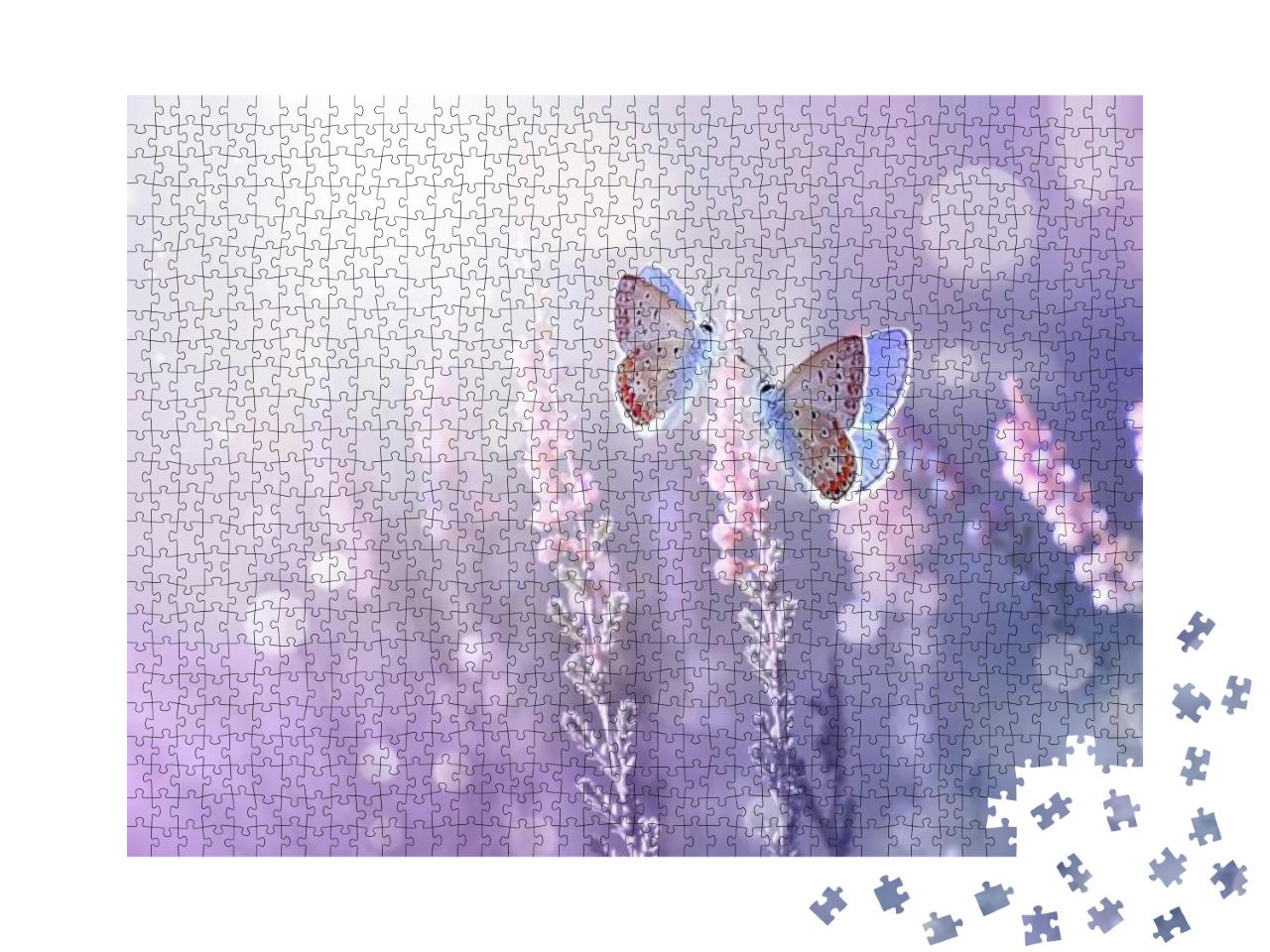 Puzzle 1000 Teile „Wunderschöne Natur: Schmetterlinge im Lavendelfeld“