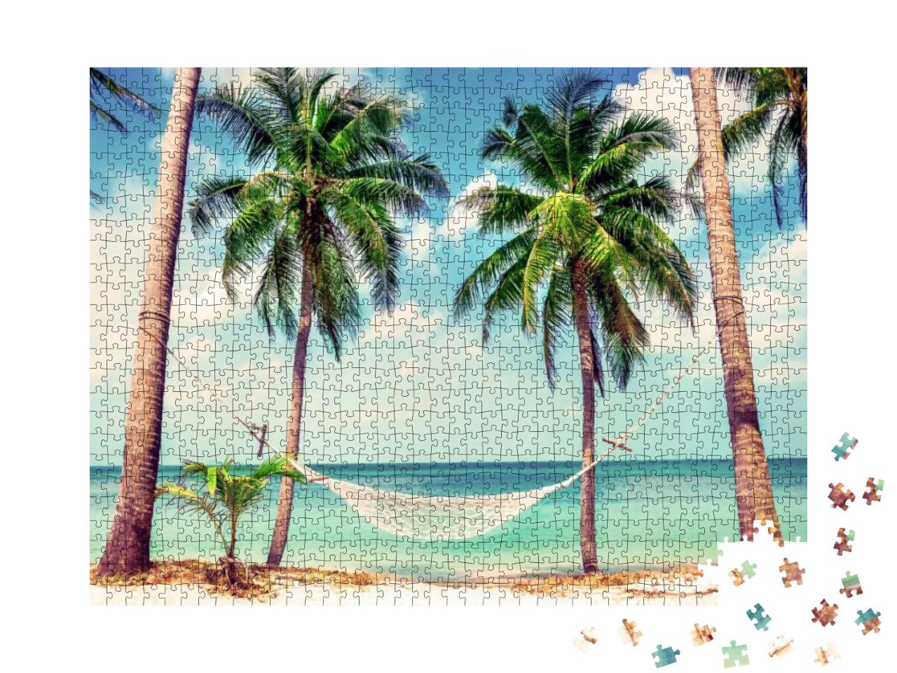 Puzzle 1000 Teile „Hängematte zwischen Palmen“