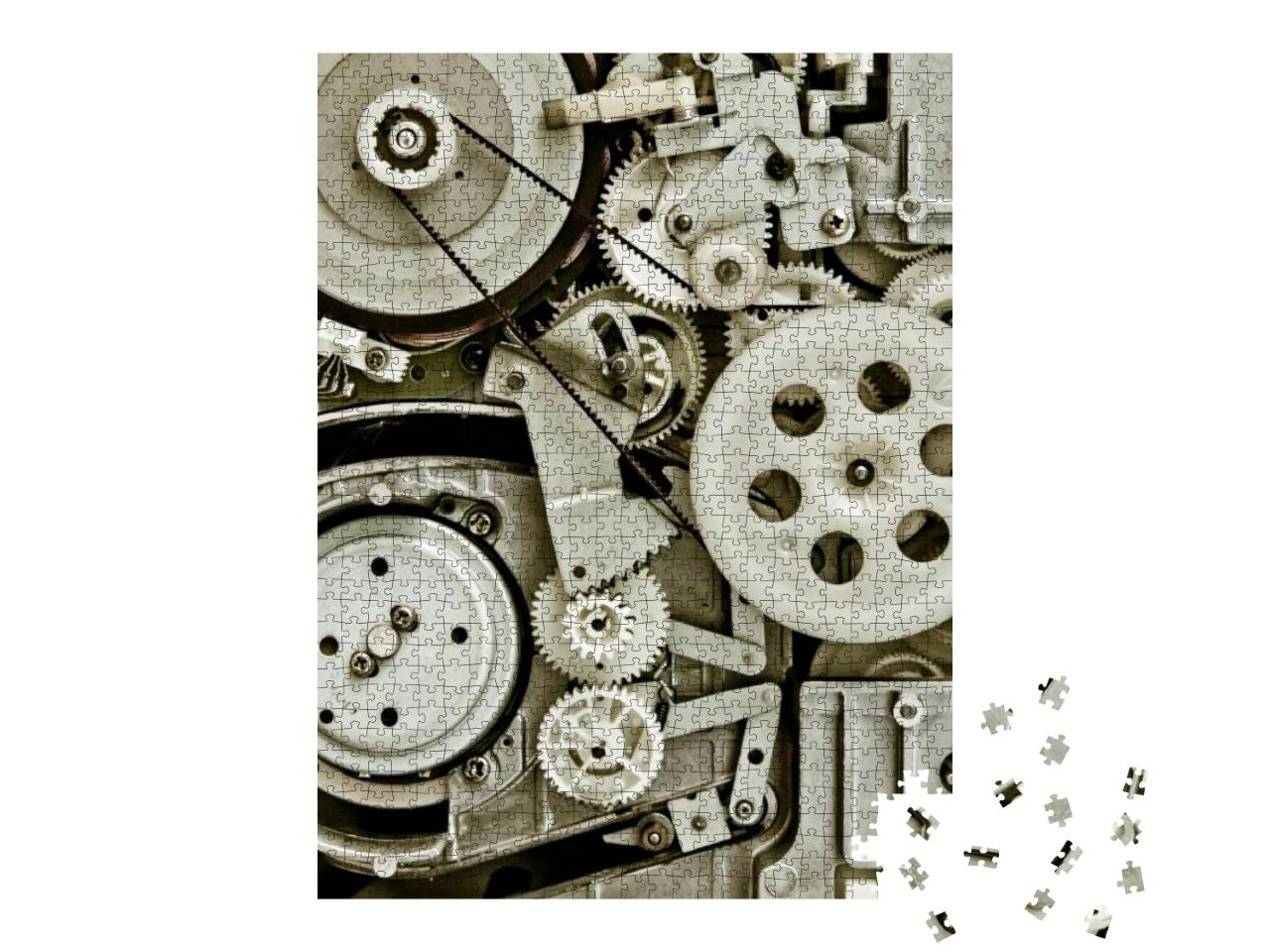 Puzzle 1000 Teile „Alter Mechanismus, Zahnräder in Grau“