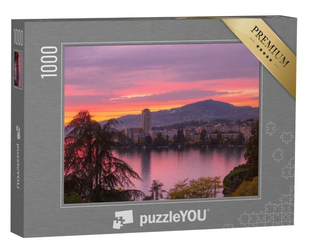 Puzzle 1000 Teile „Sonnenuntergang mit Blick auf Montreux und Genfer See, Schweiz“