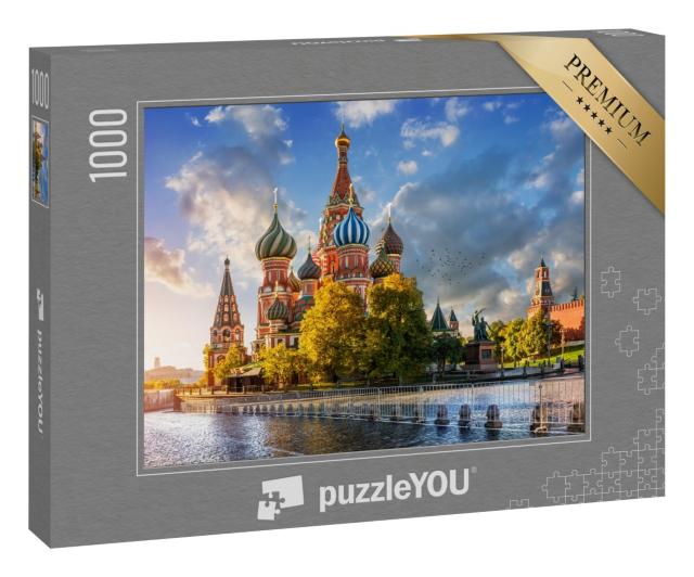 Puzzle 1000 Teile „Herbstmorgen an der Basilius-Kathedrale auf dem Roten Platz in Moskau“
