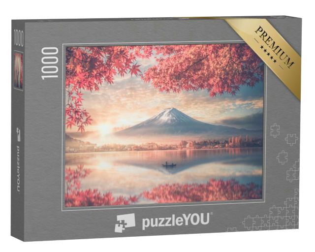 Puzzle 1000 Teile „Fuji und Kawaguchiko-See im Morgennebel, Japan“