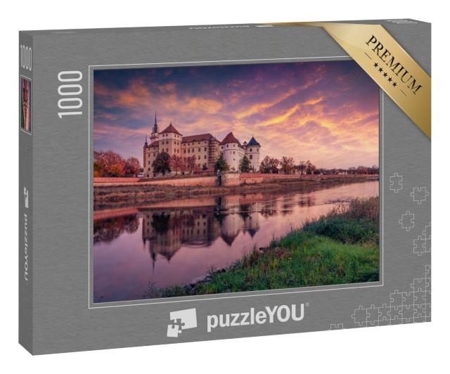 Puzzle 1000 Teile „Altes Schloss Hartenfels am Ufer der Elbe, Torgau, Sachsen“