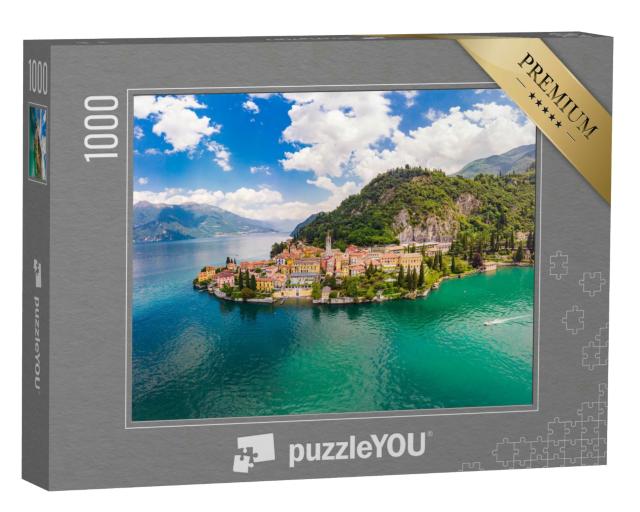 Puzzle 1000 Teile „Wunderschöner Blick auf Varenna am Ufer des Comer Sees, Italien“