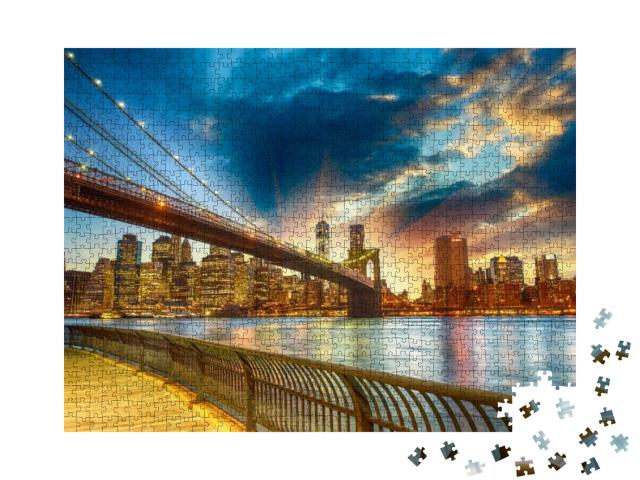Puzzle 1000 Teile „Sonnenuntergang über Manhattan, New York City, USA“