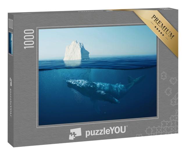 Puzzle 1000 Teile „Eisberg im Ozean unter Wasser mit einem Wal“