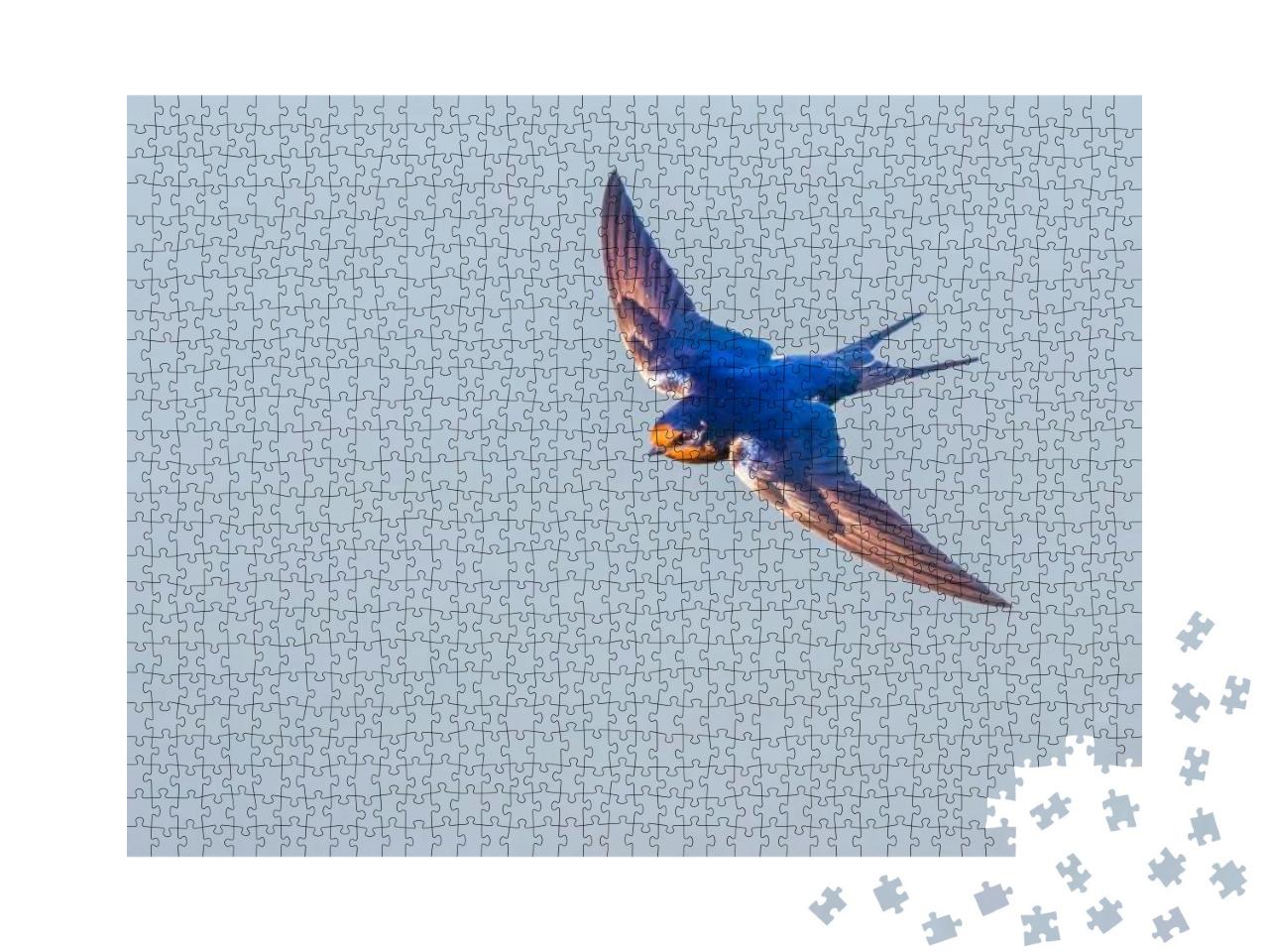 Puzzle 1000 Teile „Schöne Rauchschwalbe im anmutigen Flug“