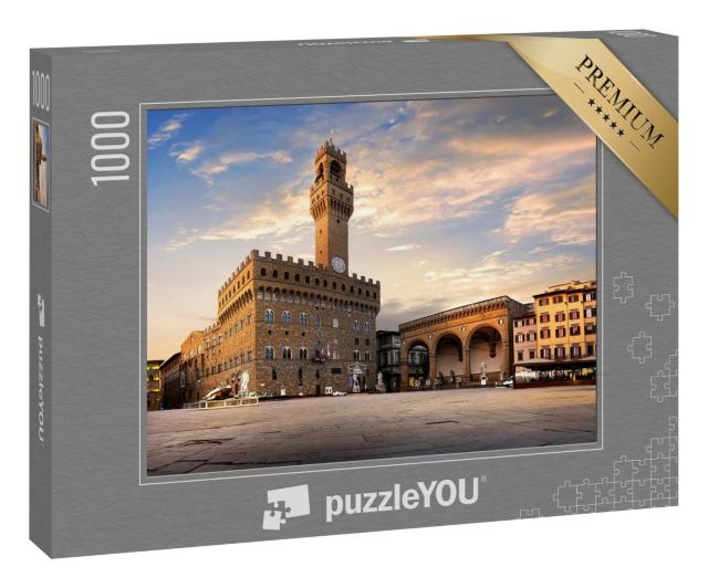Puzzle 1000 Teile „Platz der Signoria bei Sonnenaufgang, Florenz, Italien“