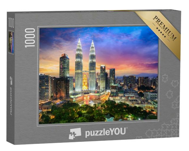 Puzzle 1000 Teile „Abenddämmerung über Kuala Lumpur, Hauptstadt von Malaysia“