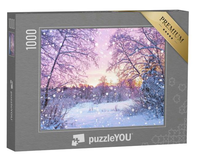 Puzzle 1000 Teile „Morgenrot im Winterwald“