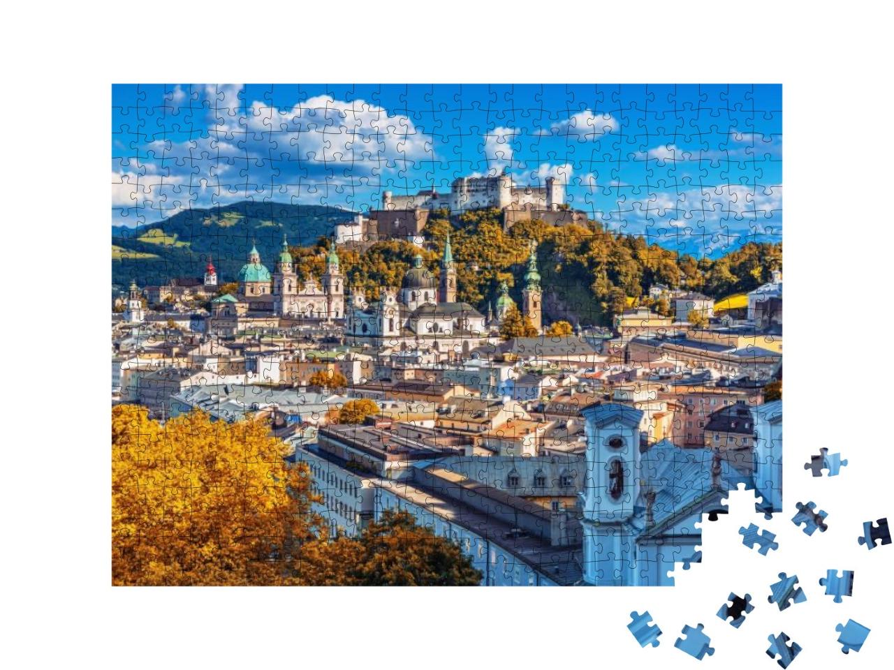 Puzzle 500 Teile „Salzburger Skyline mit Festung Hohensalzburg im Herbst, Österreich“
