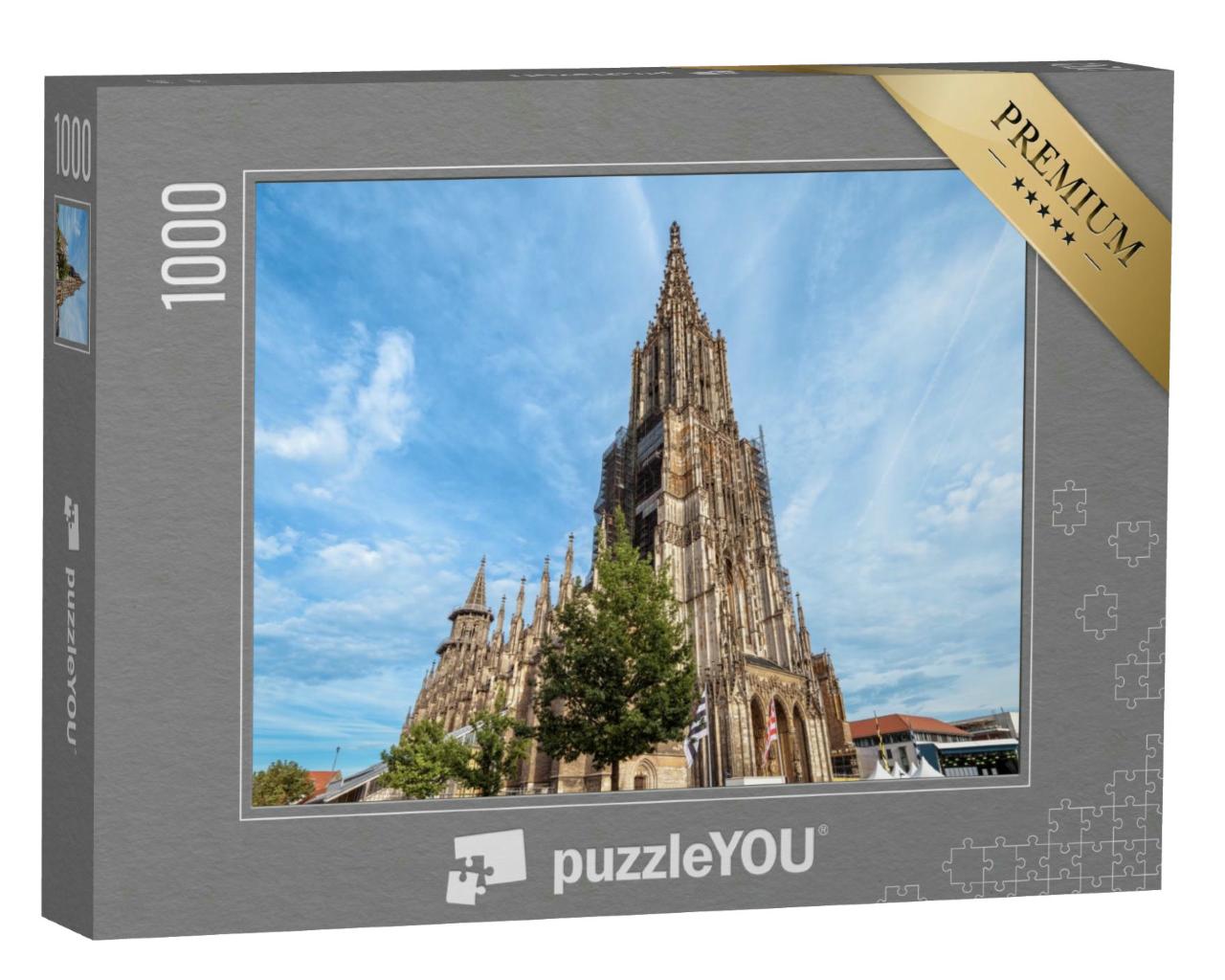 Puzzle 1000 Teile „Ulmer Münster, Deutschland, mittelalterliche Touristenattraktion, blauer Himmel“