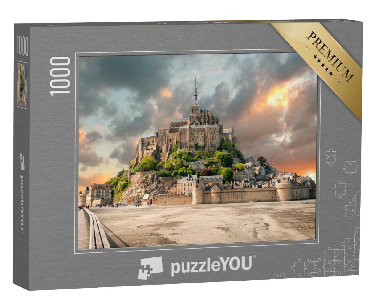 Puzzle 1000 Teile „Panoramablick auf den berühmten Le Mont Saint Michel, Normandie, Frankreich“