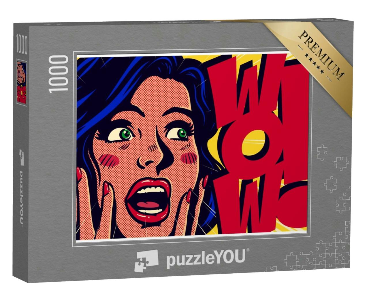 Puzzle 1000 Teile „Pop-Art-Stil: Frau sagt Wow!“