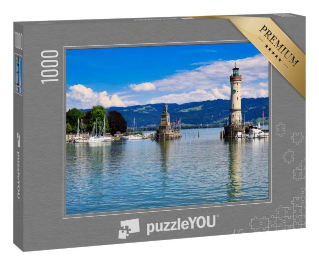 Puzzle 1000 Teile „Malerischer Hafen der Stadt Lindau am Bodensee“