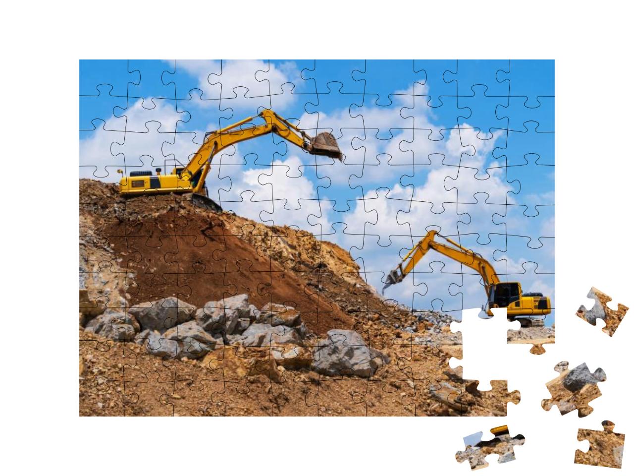 Puzzle 100 Teile „Bagger und Steinbrecher, Bergbau“