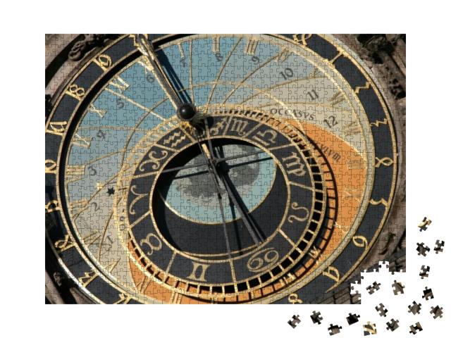 Puzzle 1000 Teile „Uhr, arabische und römische Ziffern, Tierkreiszeichen, Sternzeichen“