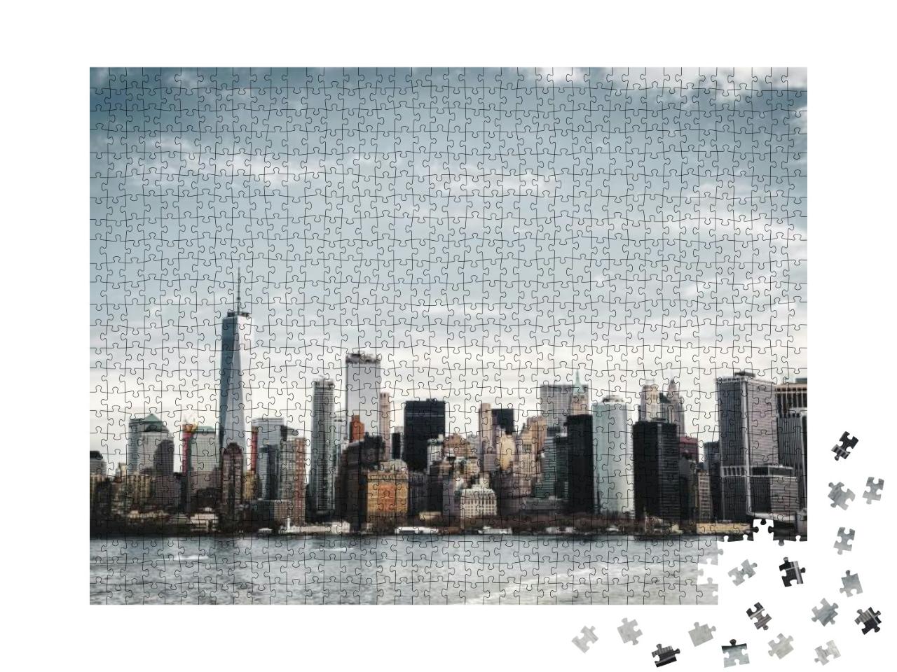 Puzzle 1000 Teile „Skyline von Manhattan vom Hudson River aus fotografiert“