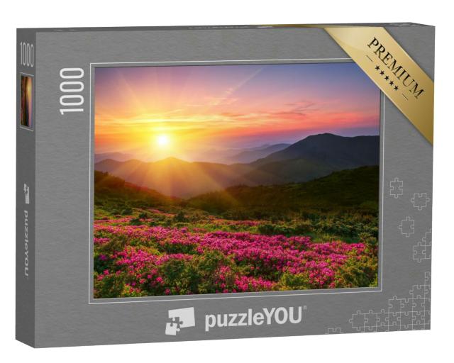 Puzzle 1000 Teile „Wunderschöner Sonnenuntergang über den Bergen“