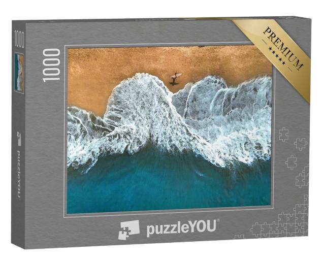 Puzzle 1000 Teile „Vogelperspektive: Surfer am Strand“