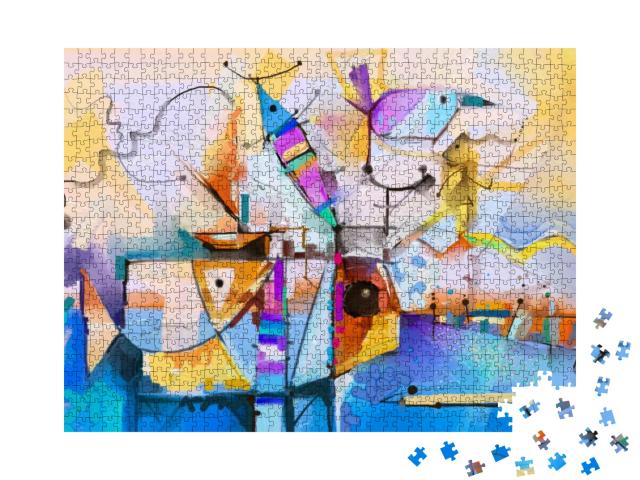 Puzzle 1000 Teile „Abstraktes und fantasievolles Ölgemälde mit Naturimpressionen“