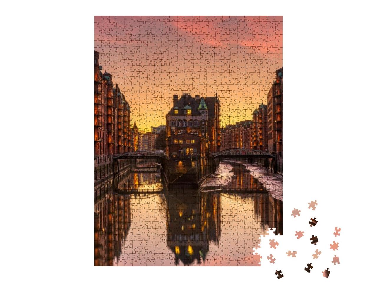 Puzzle 1000 Teile „Die alte Speicherstadt in Hamburg, Deutschland“