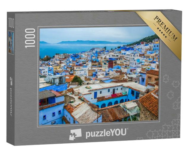 Puzzle 1000 Teile „Blaue Stadt Chefchaouen im Rif-Gebirge, Marokko“