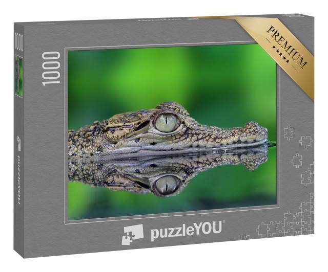 Puzzle 1000 Teile „Krokodil mit Spiegelung“