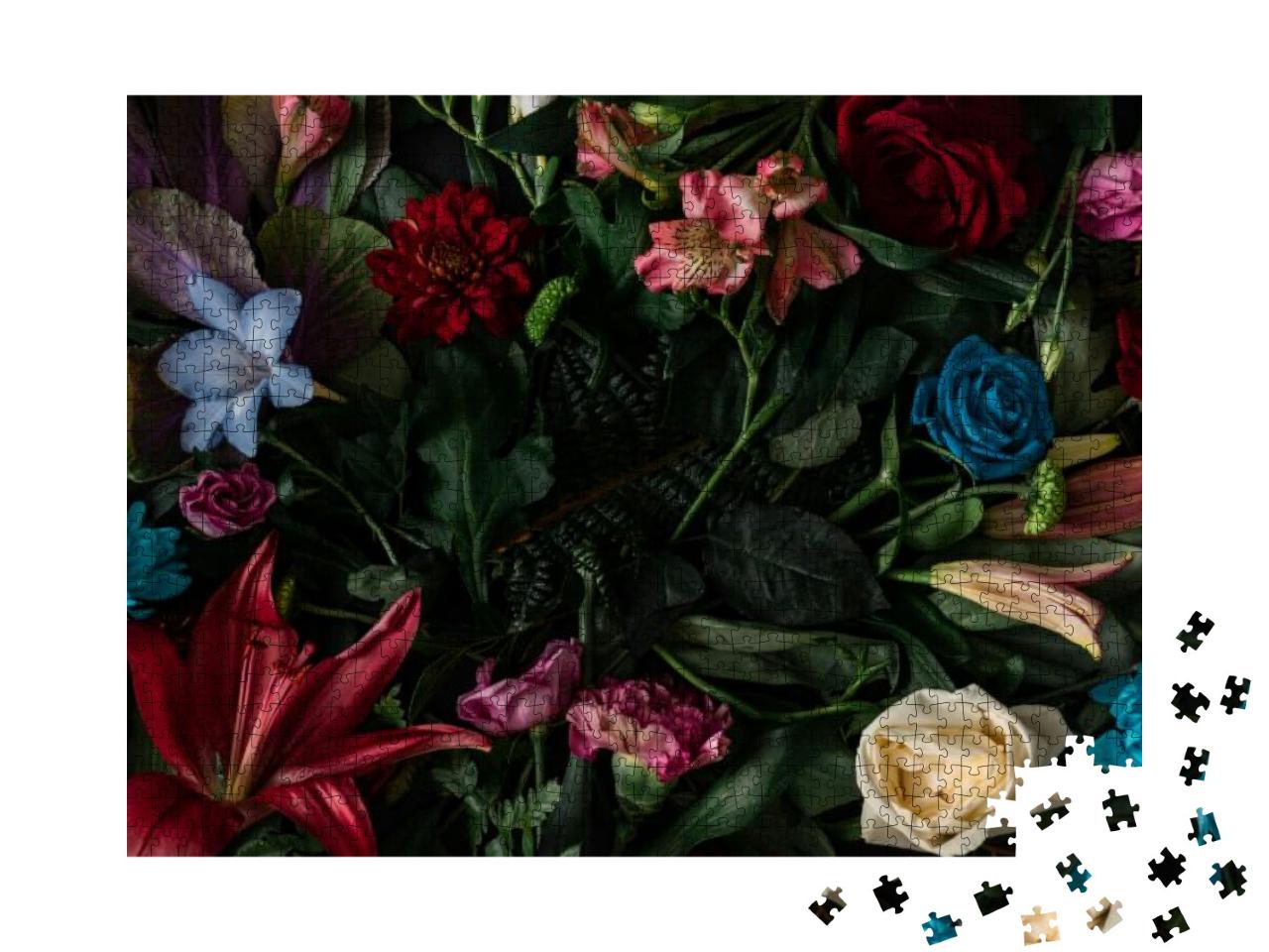 Puzzle 1000 Teile „Frühlingsblumen und frisches Grün“