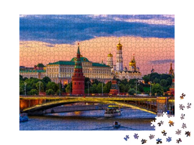 Puzzle 1000 Teile „Moskauer Kreml bei Nacht, Russland“