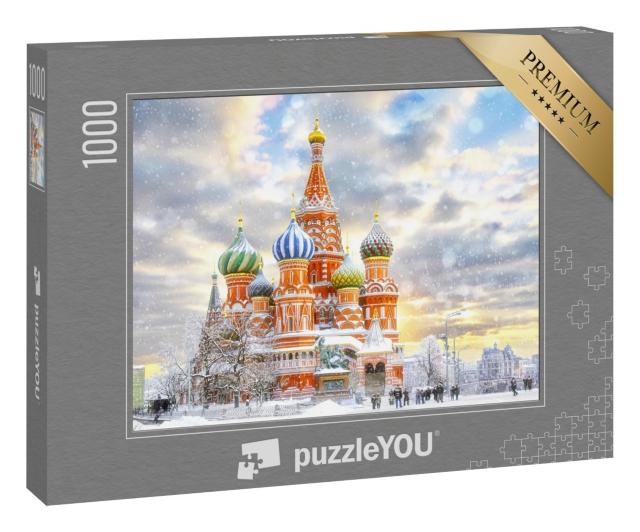Puzzle 1000 Teile „Moskau: Roter Platz mit Basilius-Kathedrale, Russland“