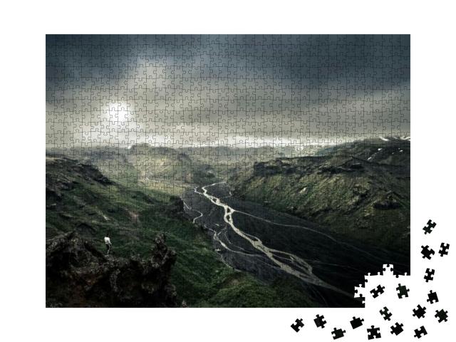 Puzzle 1000 Teile „Die herrliche Landschaft von Thorsmork, Island“